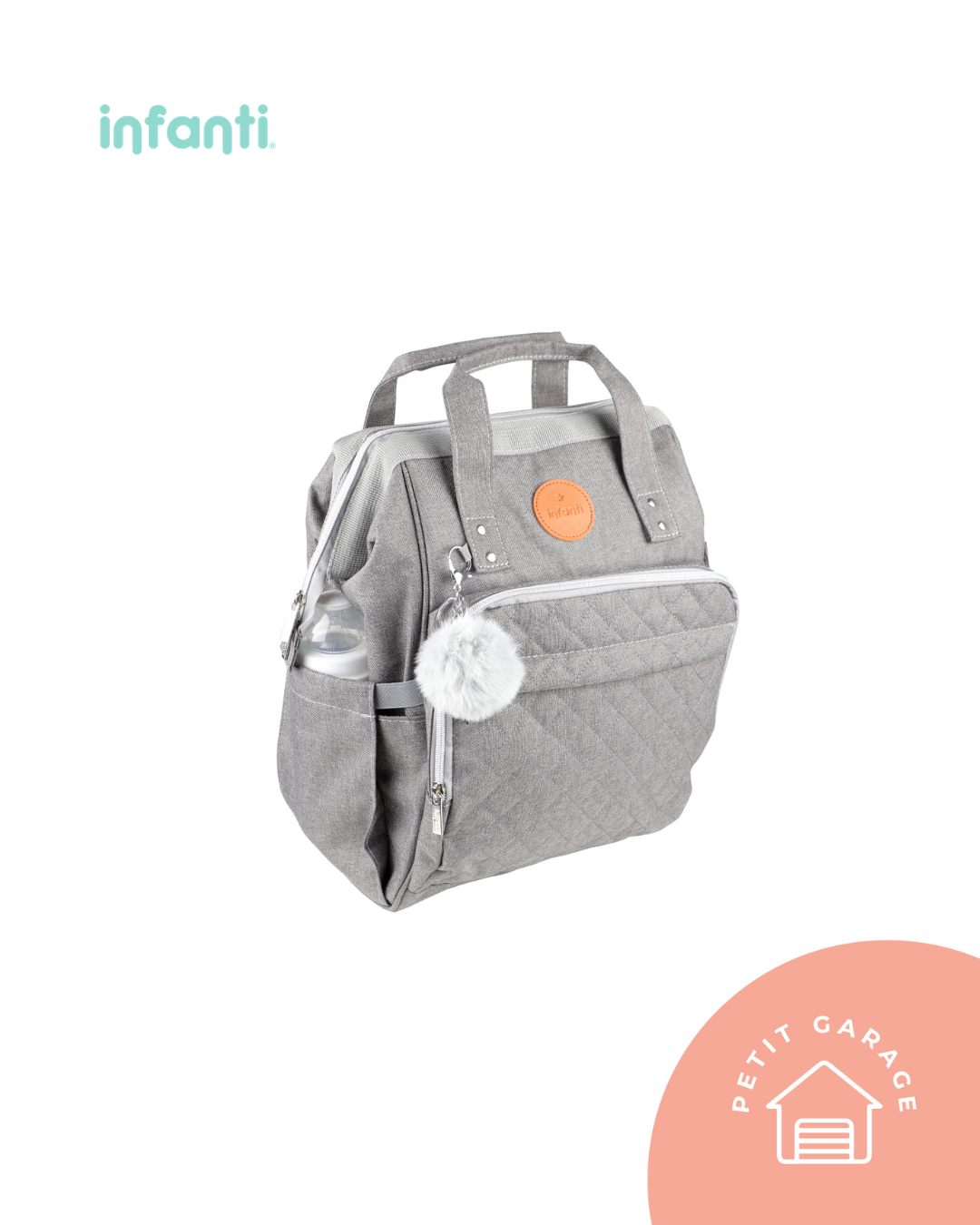 Mochila maternal modelo Open Gris. Marca Infanti (#PG5850)