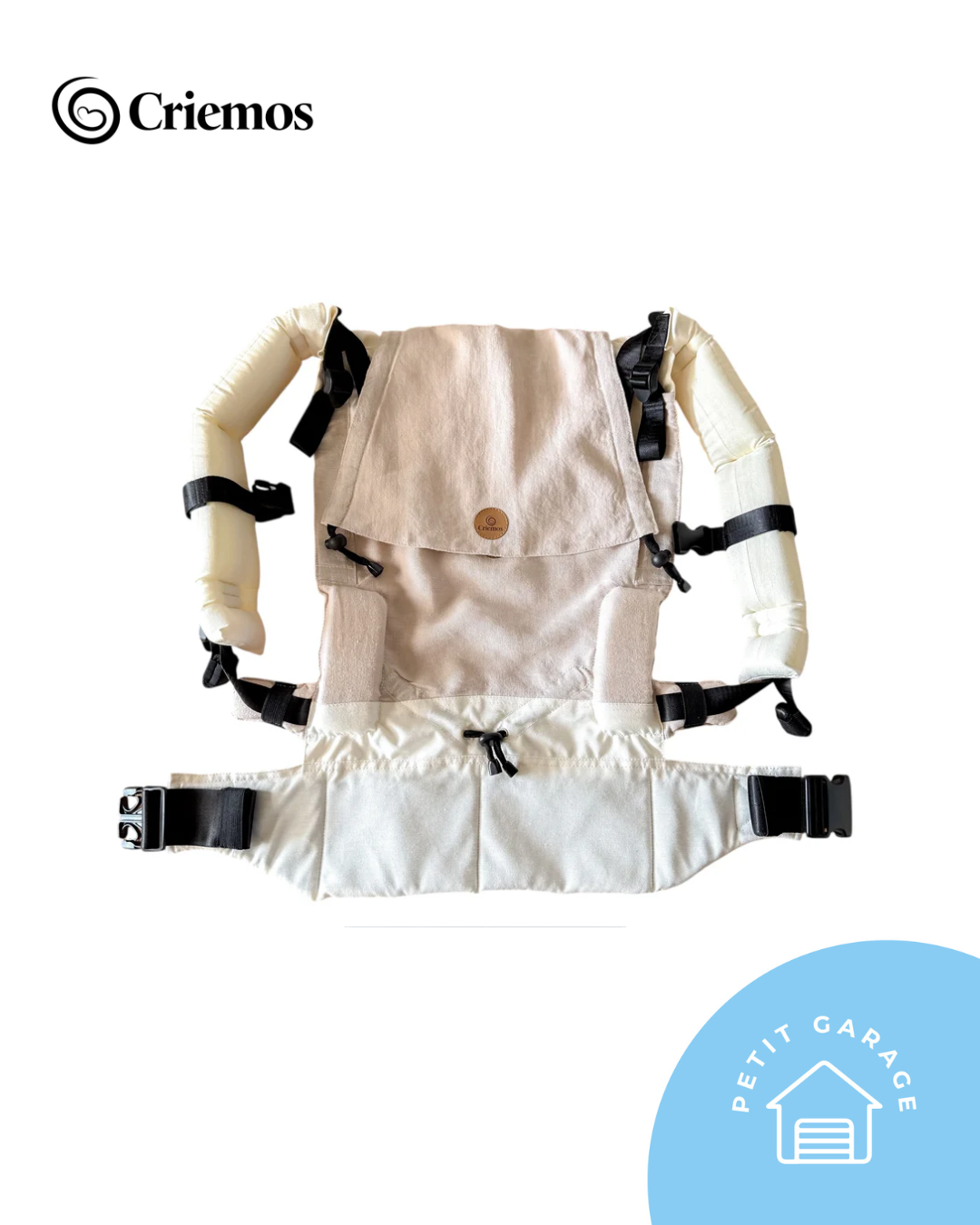 Mochila de porteo, modelo Ergo Premium Lino Beige. Marca Criemos (#PG5670)