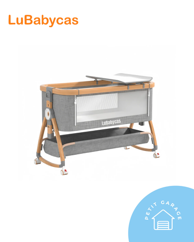 Cuna colecho mecedora 3 en 1 gris. Marca Lubabycas (#PG5702)