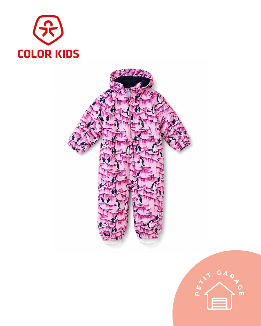Enterito de nieve rosado, diseño de pingüinos, talla 92. Marca Color Kids (#PG5769)