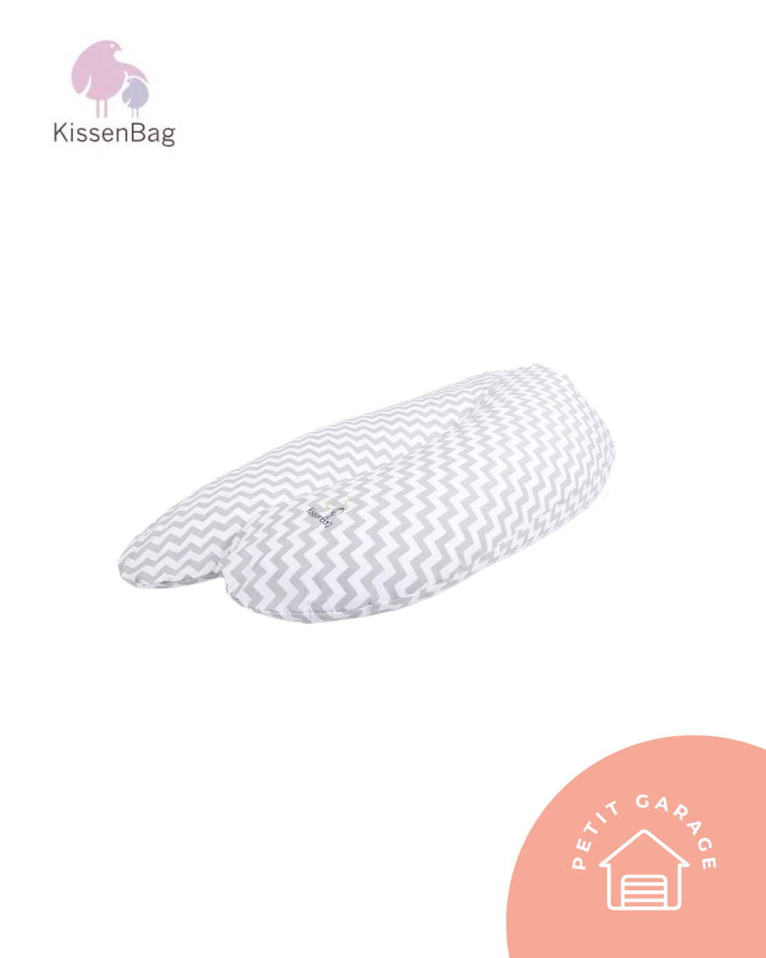 Cojín maternal multifuncional gris zigzag. Marca Kissenbag (#PG5648)