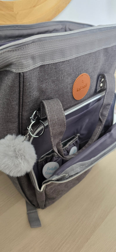Mochila maternal modelo Open Gris. Marca Infanti (#PG5850)