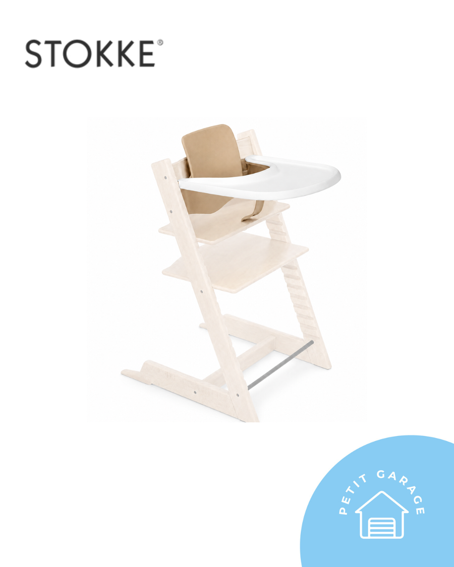Babyset versión 1 color natural + bandeja blanca para silla Tripp Trapp. Marca Stokke (#PG5756)