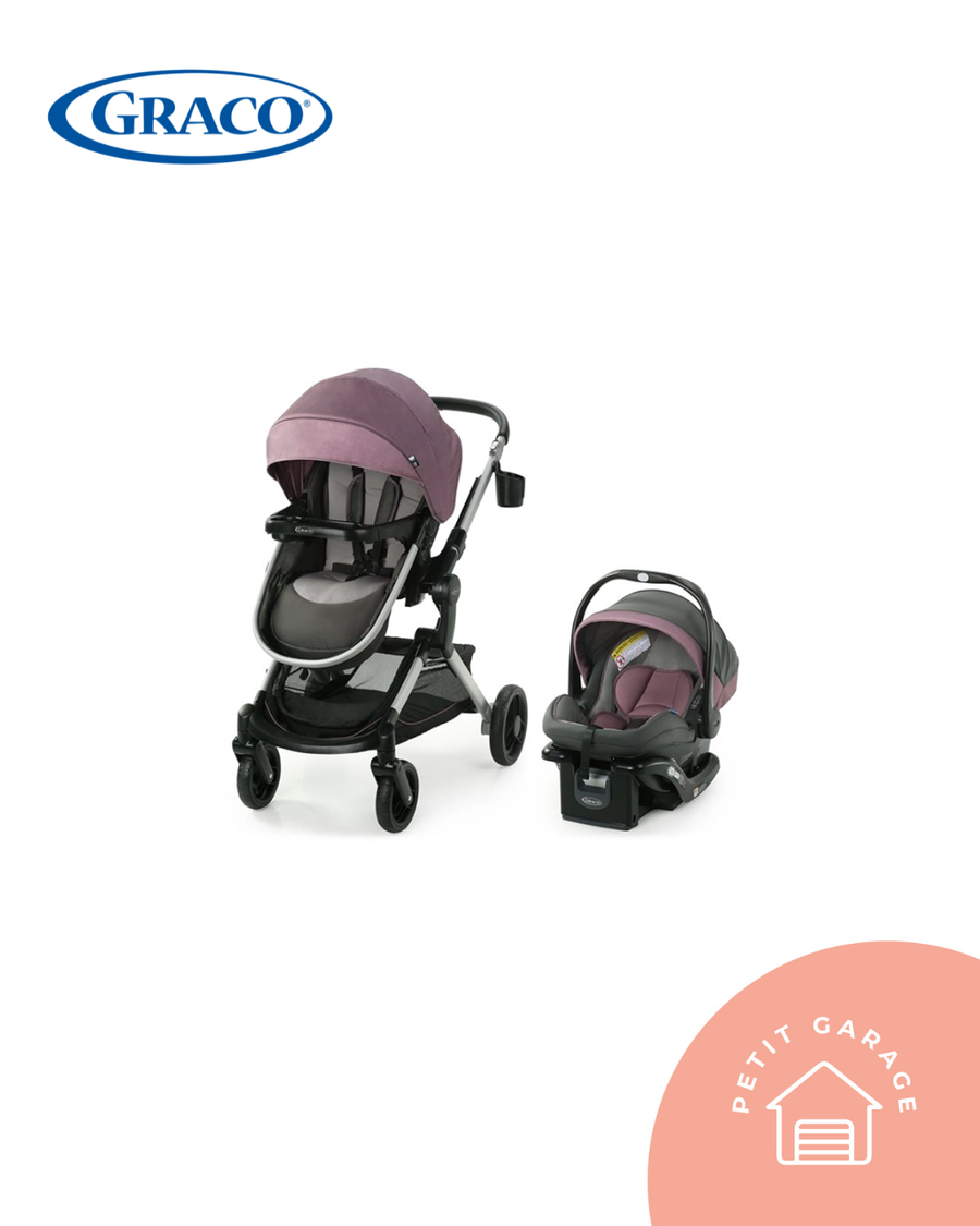 Coche travel system modelo Modes Nest Noah, color morado. Marca Graco (#PG5632)