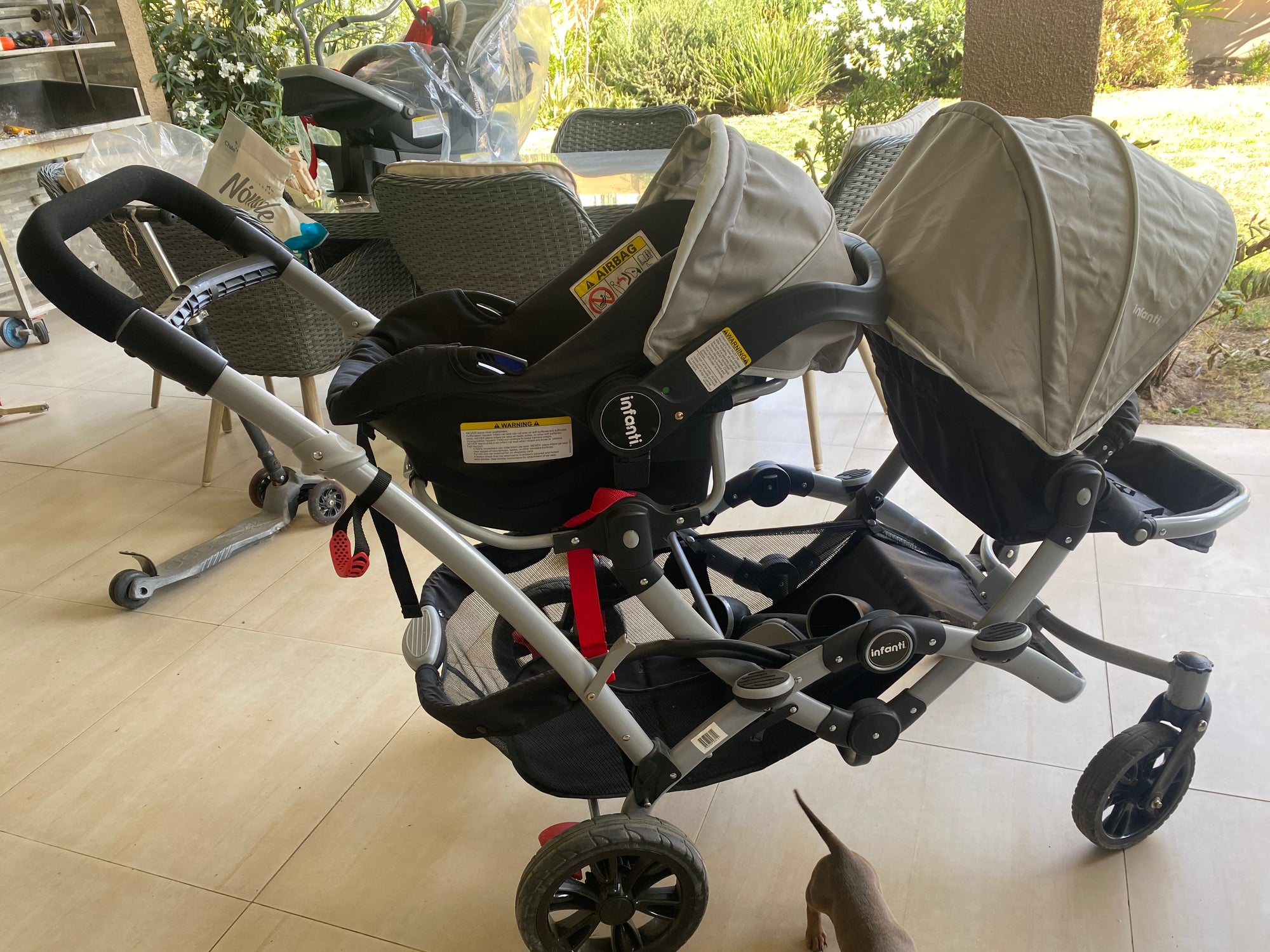 (#PG5435) Coche Travel System modelo Infanti Duo Ride S813 gris . Marca Infanti