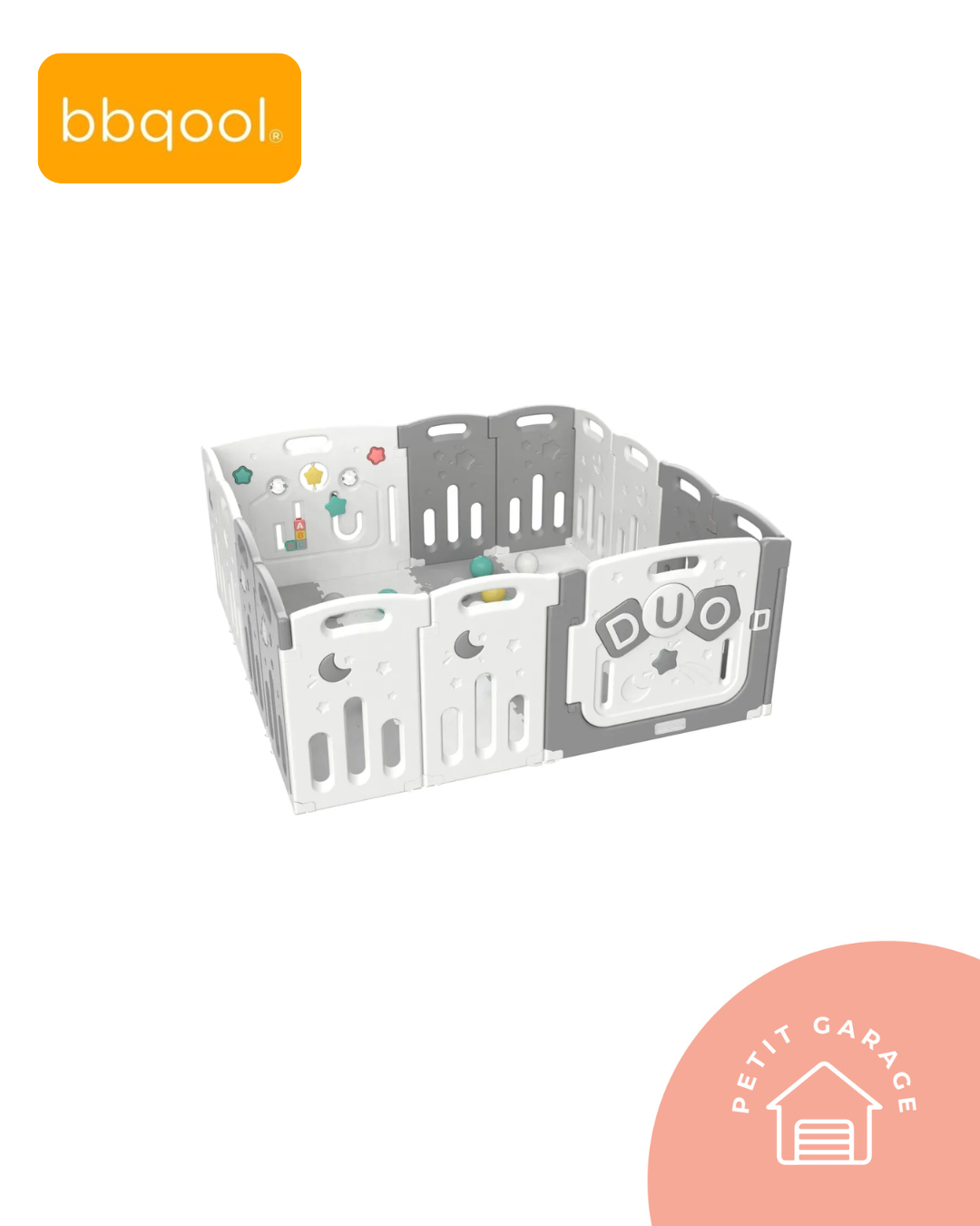 Corral de plástico didáctico de juegos Dúo Grey. Marca BBQOOL (#PG5709)