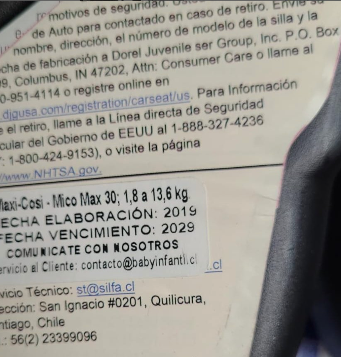 (#PG2664) Silla nido auto modelo micomax 30 nomad negra. Marca Maxi Cosi