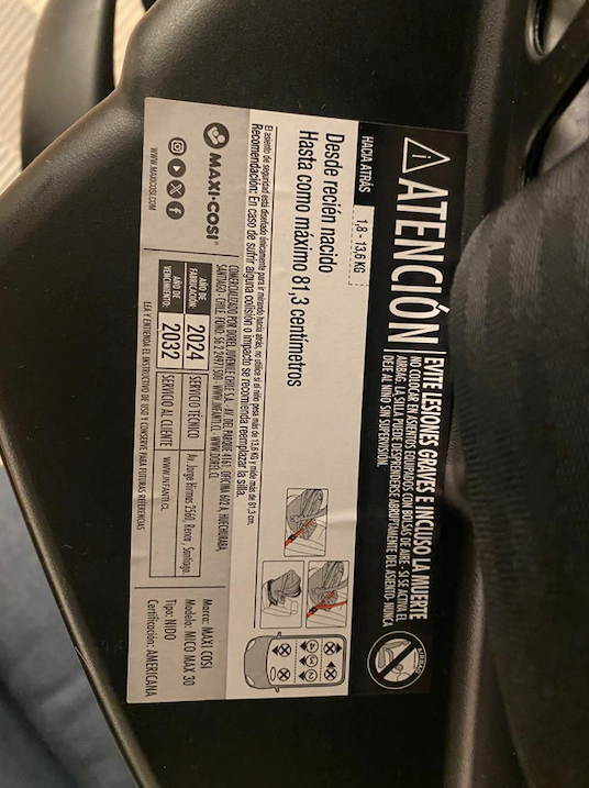 (#PG4995) Silla de auto modelo Mico 30. Marca Maxi Cosi