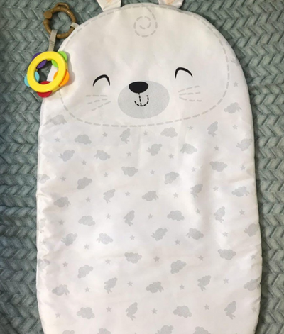(#PG2621) Saquito de gato + Saquito de oso + Alfombra de conejo. Marca Pillin, Shein y Yahao Toys