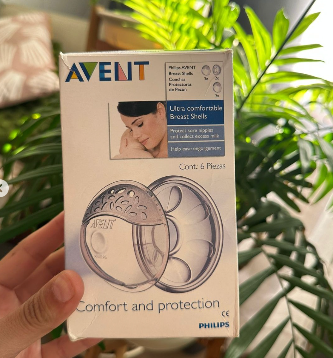 (#PG2691) Extractor de leche manual + conchas protectoras. Marca Phillips Avent