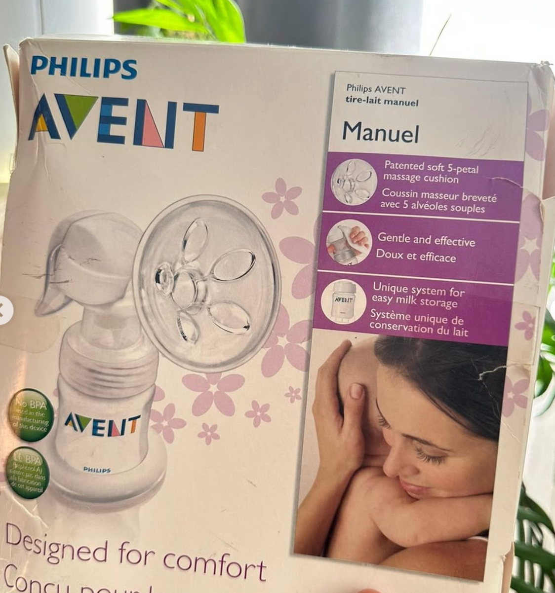 (#PG2691) Extractor de leche manual + conchas protectoras. Marca Phillips Avent