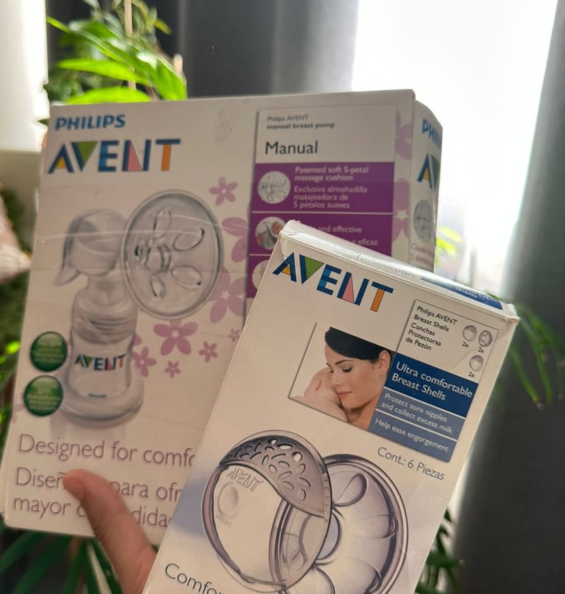 (#PG2691) Extractor de leche manual + conchas protectoras. Marca Phillips Avent