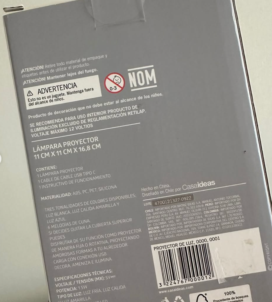 (#PG2695) Lámpara proyector + Ruido blanco de búho. Marca Casa & ideas