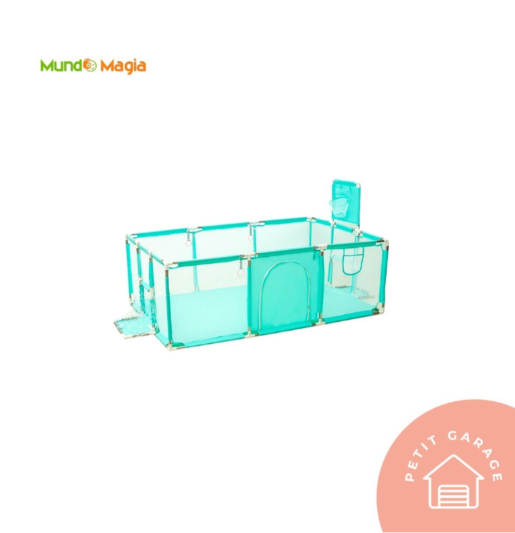 (#PG4060) Corral plegable, color turquesa. Marca Mundo Magia