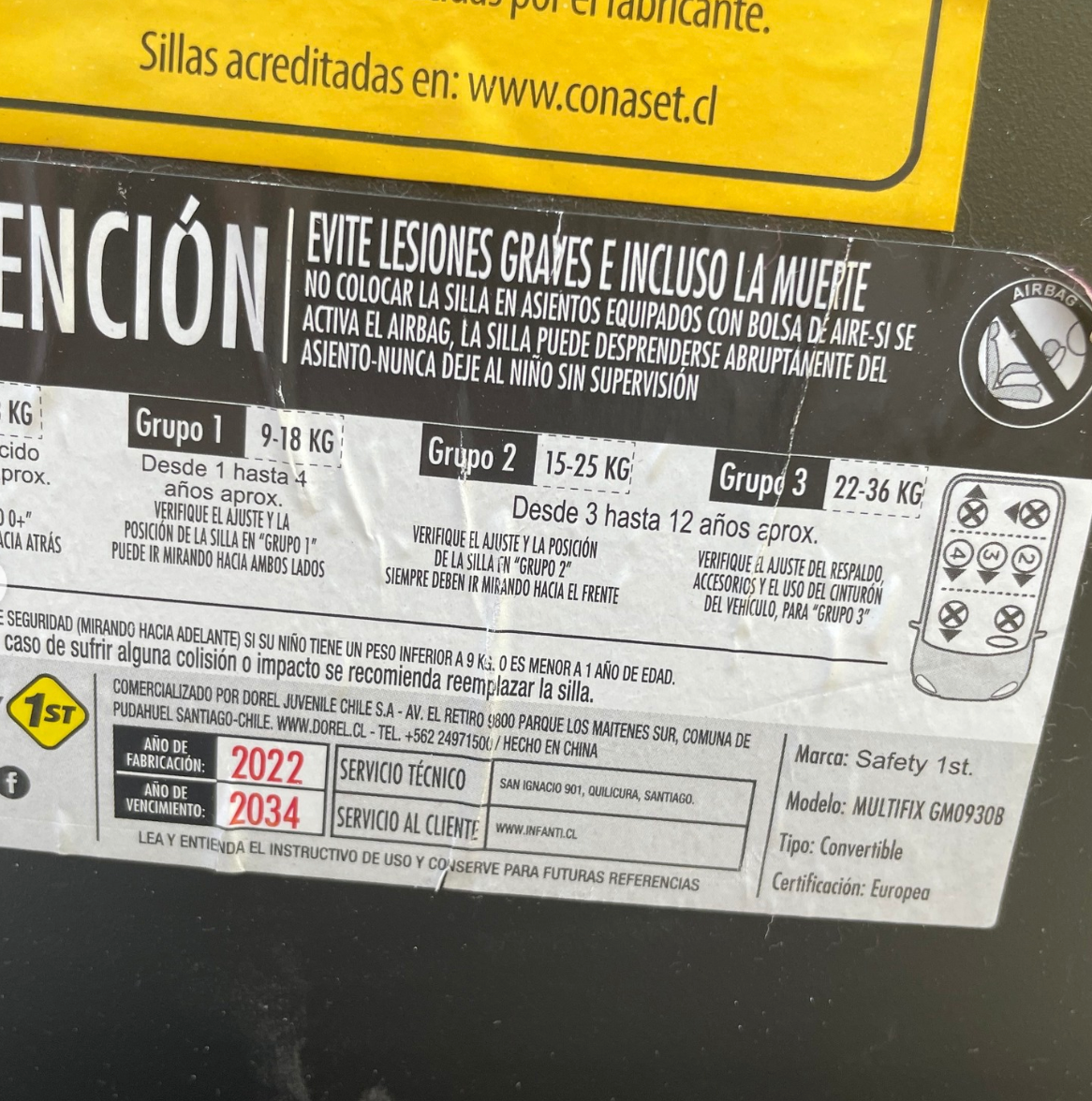 (#PG4068) Silla de auto modelo Multifix. Marca Safety 1st