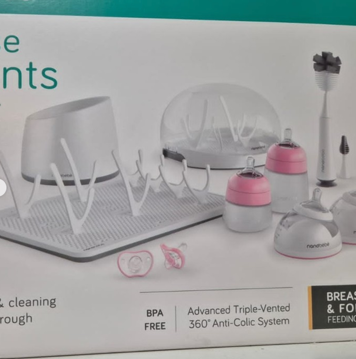 (#PG4132) Set mamaderas + Bolsas para leche + Organizador de bolsas. Marca Nanobebe