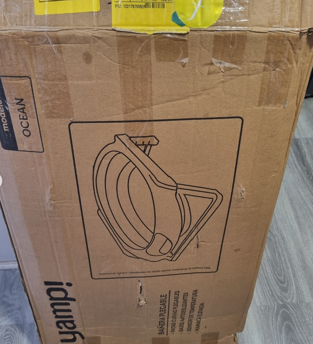 (#PG4106) Bañera plegable con termómetro y hamaca modelo Ocean. Marca Yamp