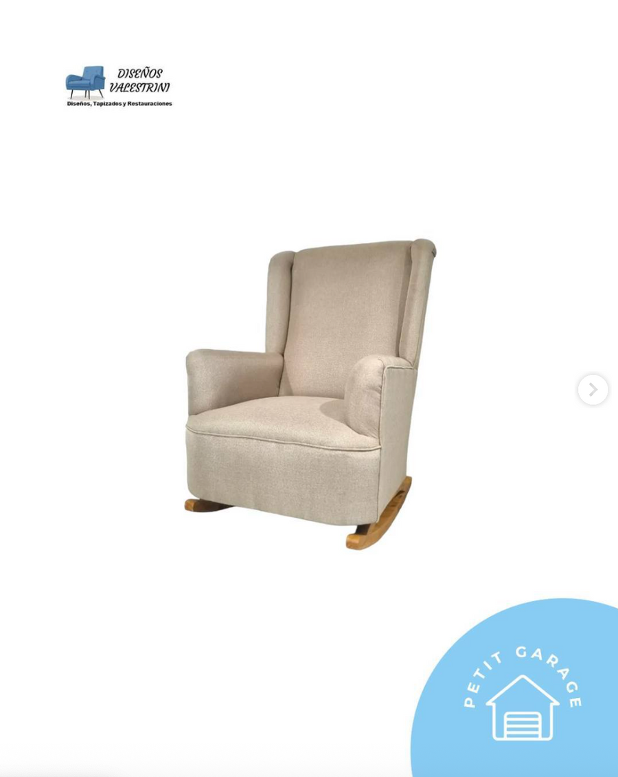 (#PG4784) Mecedora maternal color beige con madera. Marca Diseños Valestrini