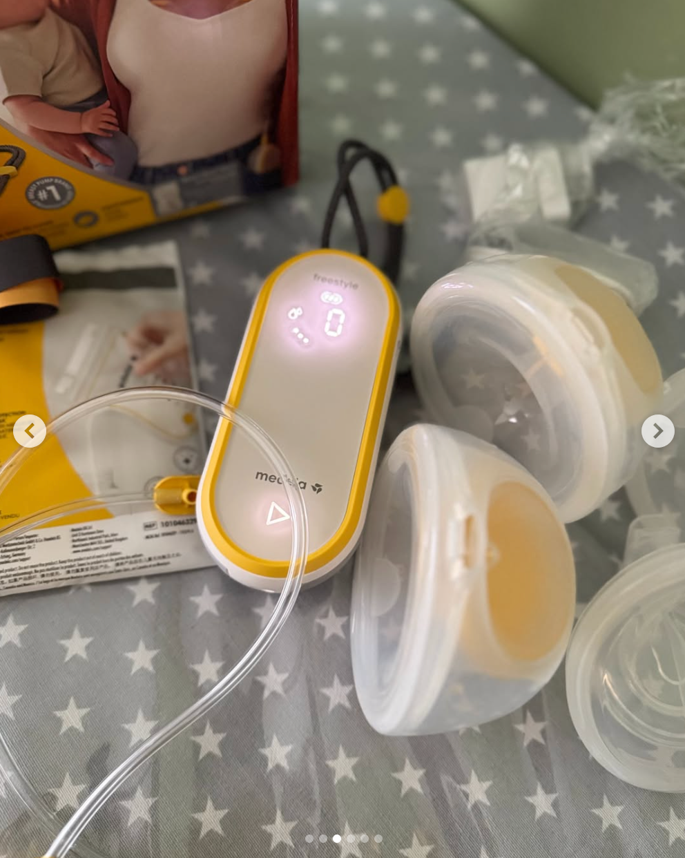 Extractor de leche doble eléctrico modelo Freestlye hands-free. Marca Medela (#PG5800)