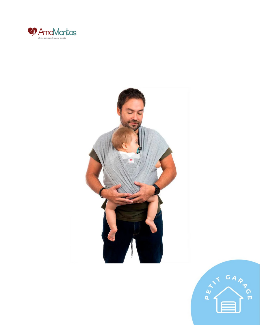 (#PG4241) Fular + Cartas alto contraste color gris. Marca Amamantas