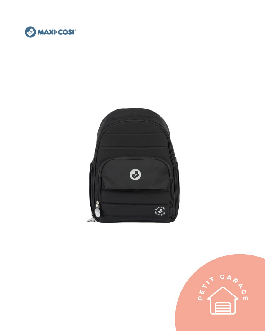 (#PG4264) Mochila maternal modelo Massimo color negro + Ganchos metálicos. Marca Maxi Cosi