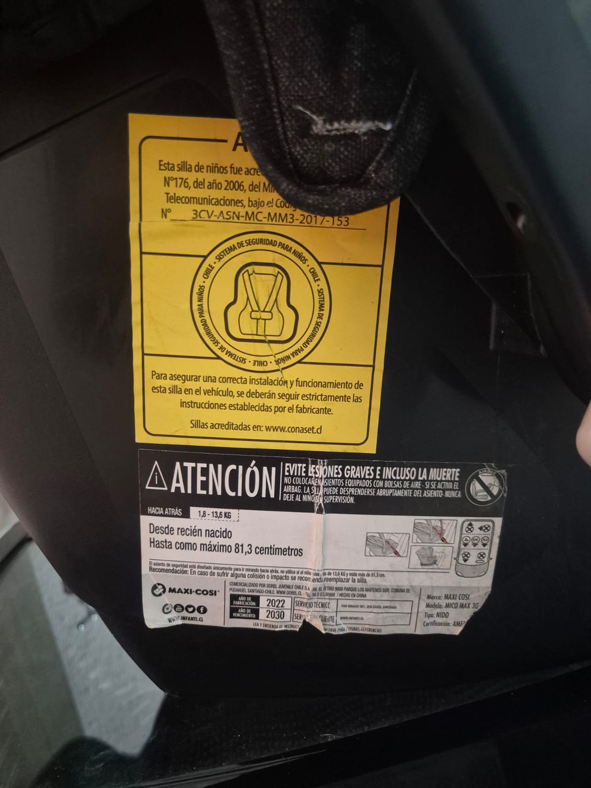 (#PG5176) Silla de auto modelo Mico Max 30. Marca Maxi Cosi