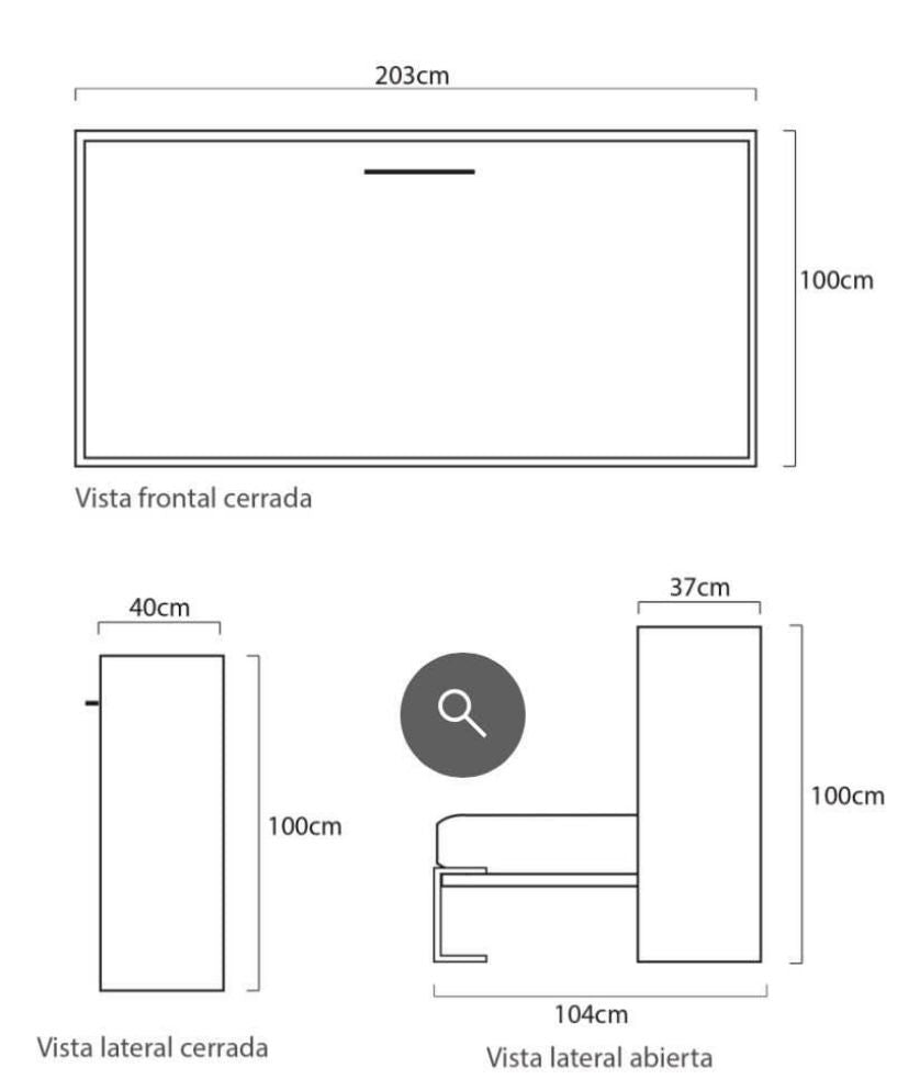 (#PG4818) Cama abatible de madera + colchón. Marca Mospace