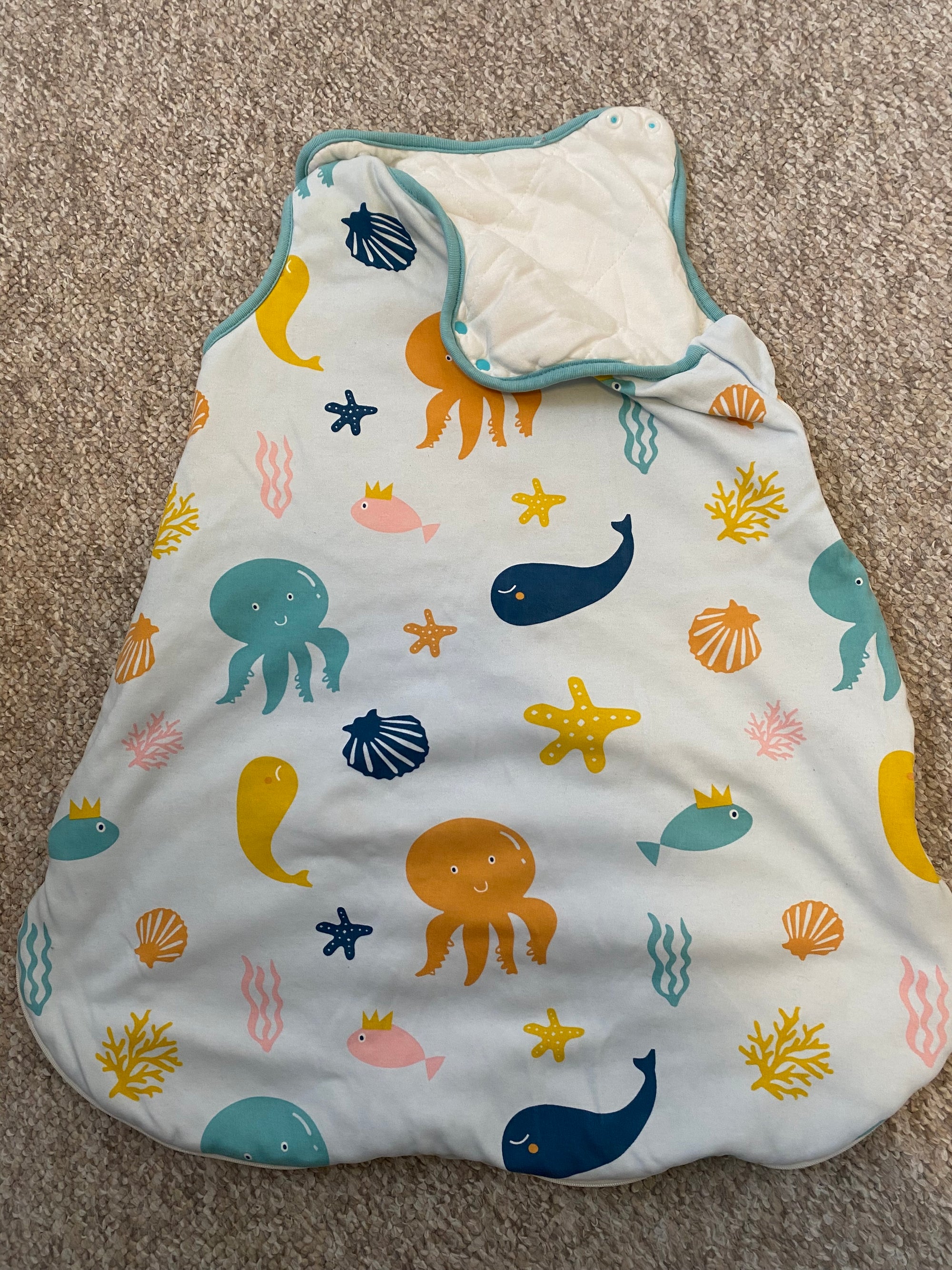 (#PG4496) Saquito de dormir con animales de mar. Marca Tu Saquito
