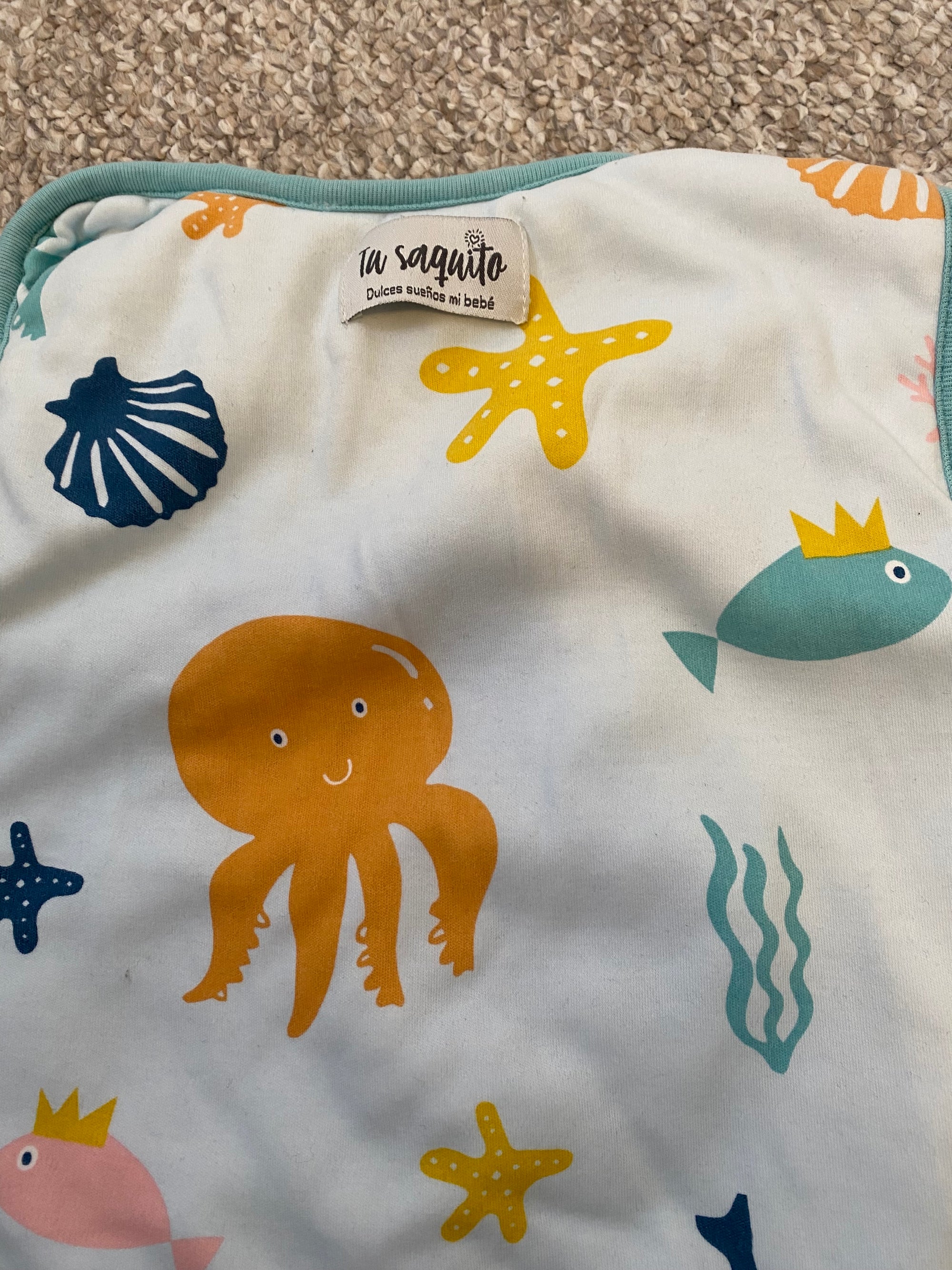 (#PG4496) Saquito de dormir con animales de mar. Marca Tu Saquito