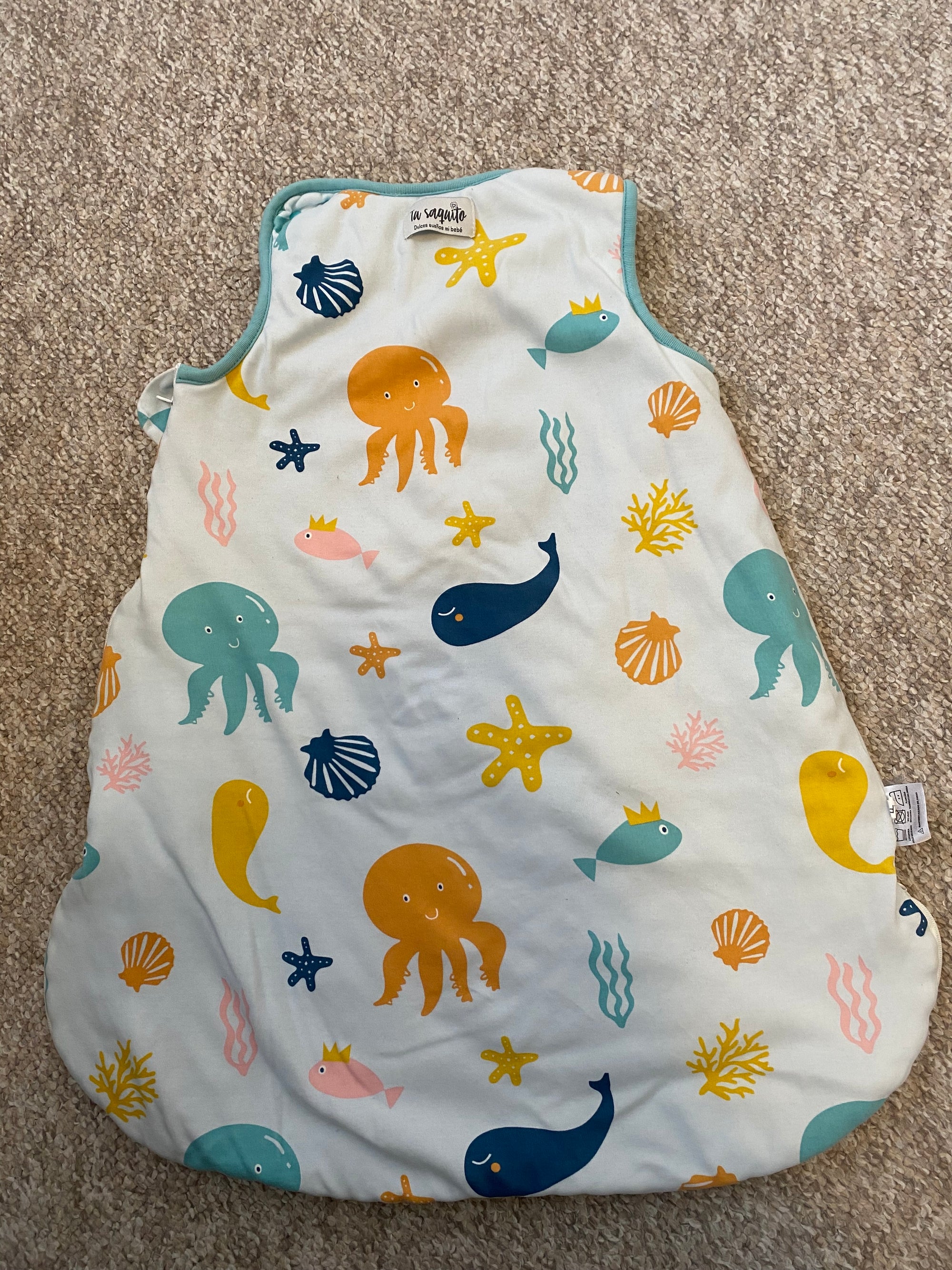 (#PG4496) Saquito de dormir con animales de mar. Marca Tu Saquito