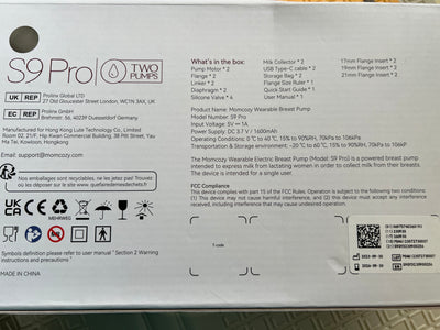(#PG4543) Extractor de leche doble eléctrico modelo S9 Wearable Breast Pump + Bolsas recolectoras de leche. Marca MomCozy y Medela