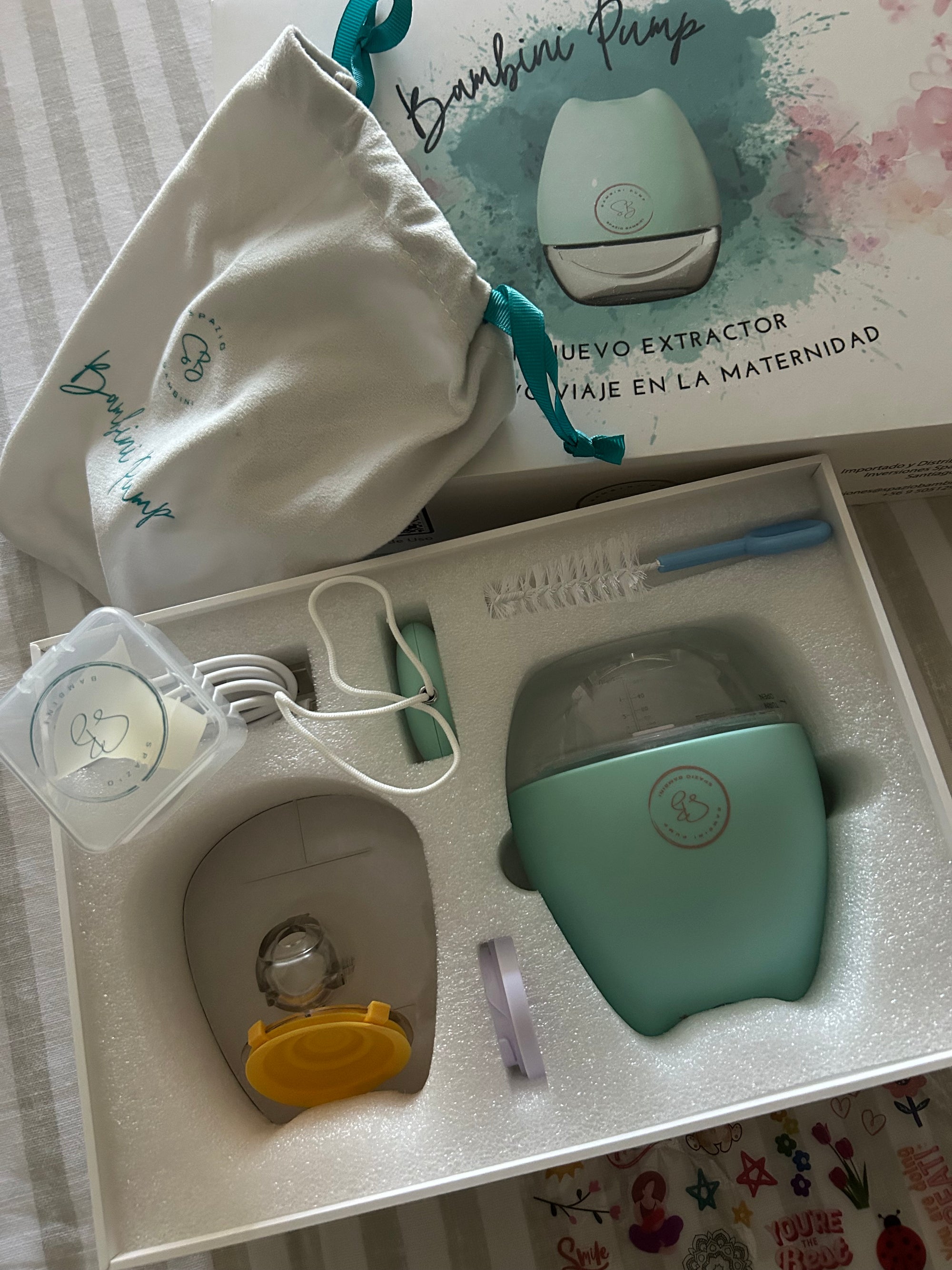 (#PG4393) Extractor de leche eléctrico simple modelo Bambini Pump. Marca Spazio Bambini
