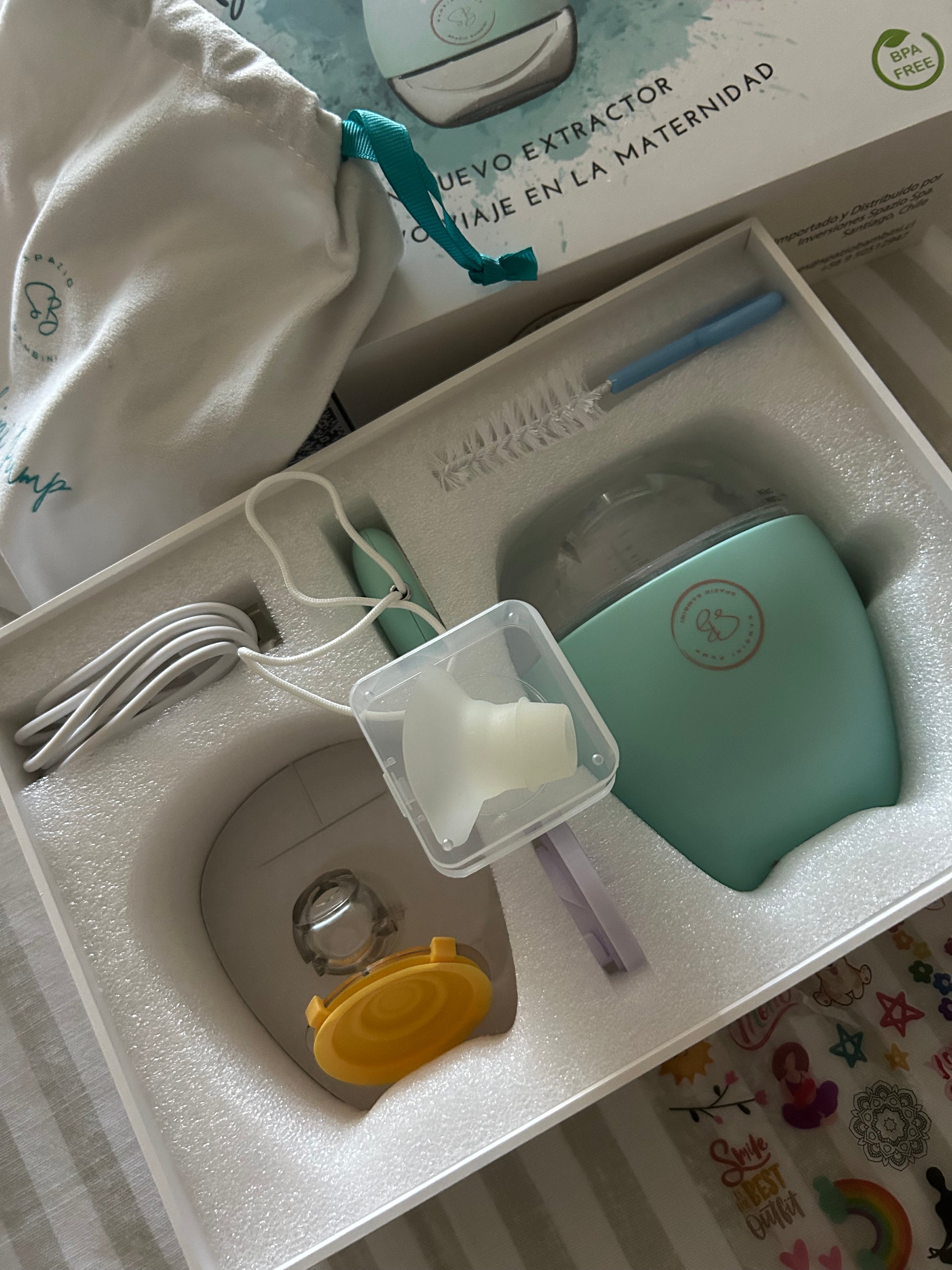 (#PG4393) Extractor de leche eléctrico simple modelo Bambini Pump. Marca Spazio Bambini