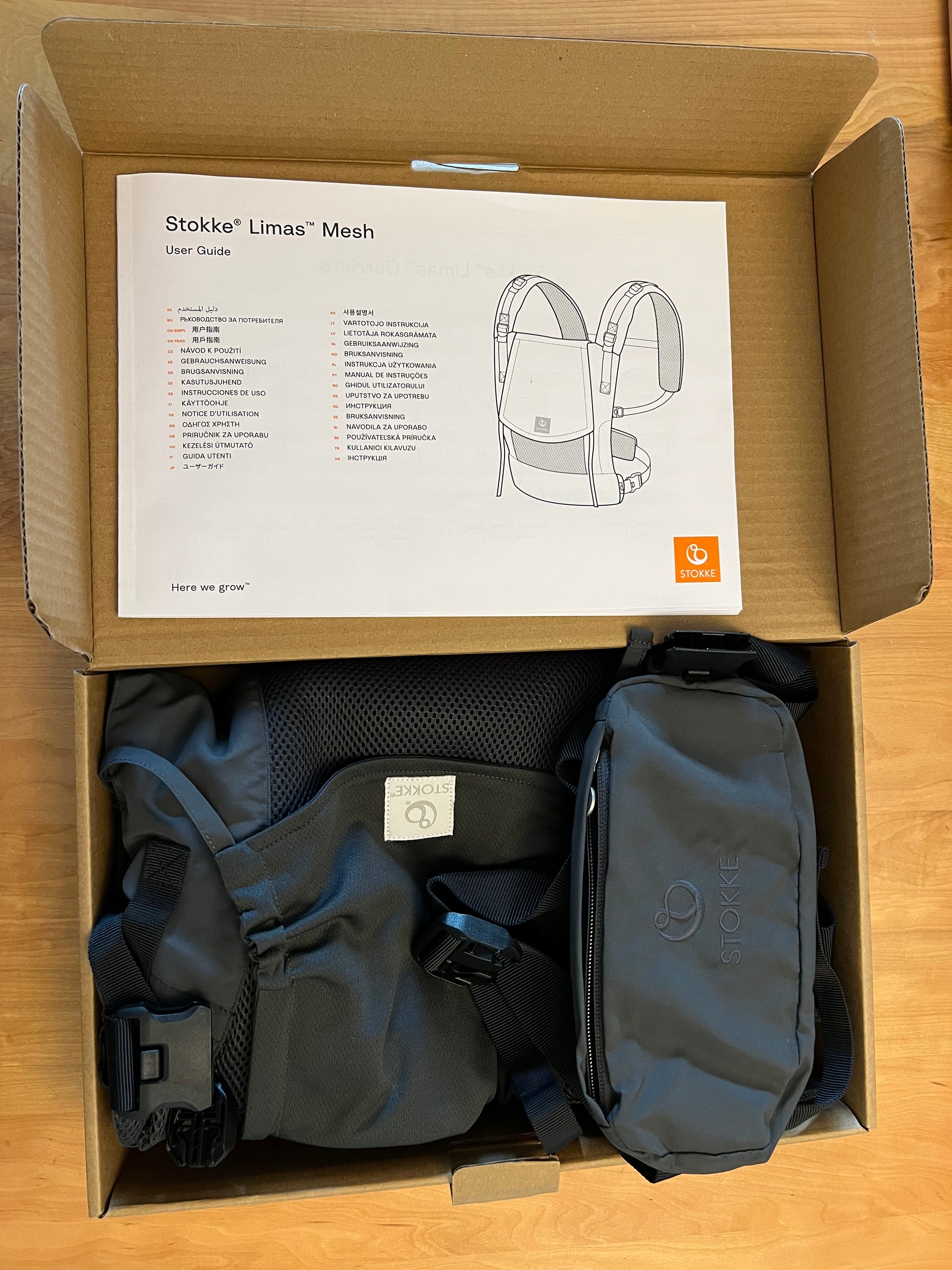 (#PG5266) Mochila portabebé modelo Limas Mesh Anthracite. Marca Stokke