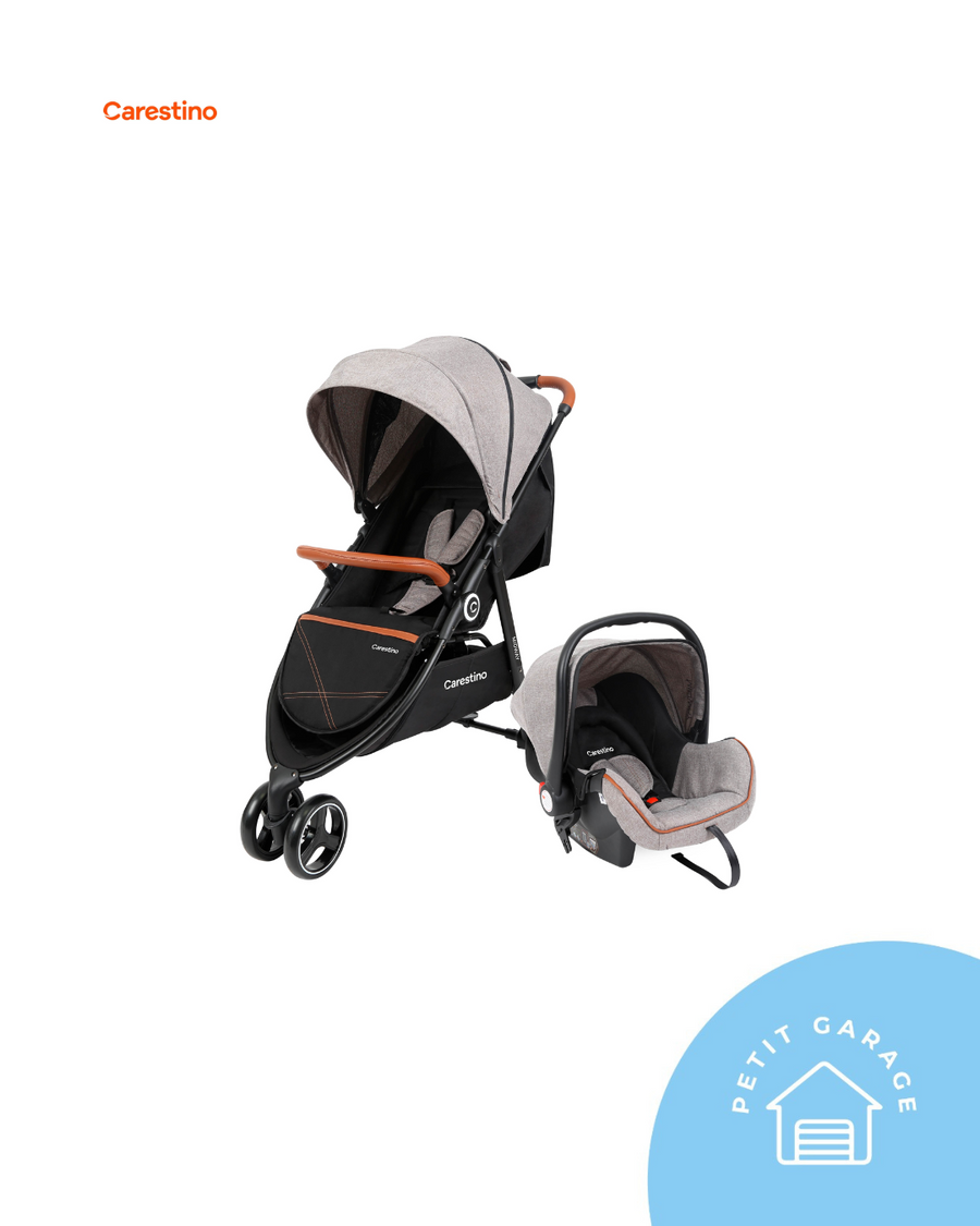 (#PG5019) Coche Travel System modelo Midway color beige. Marca Carestino
