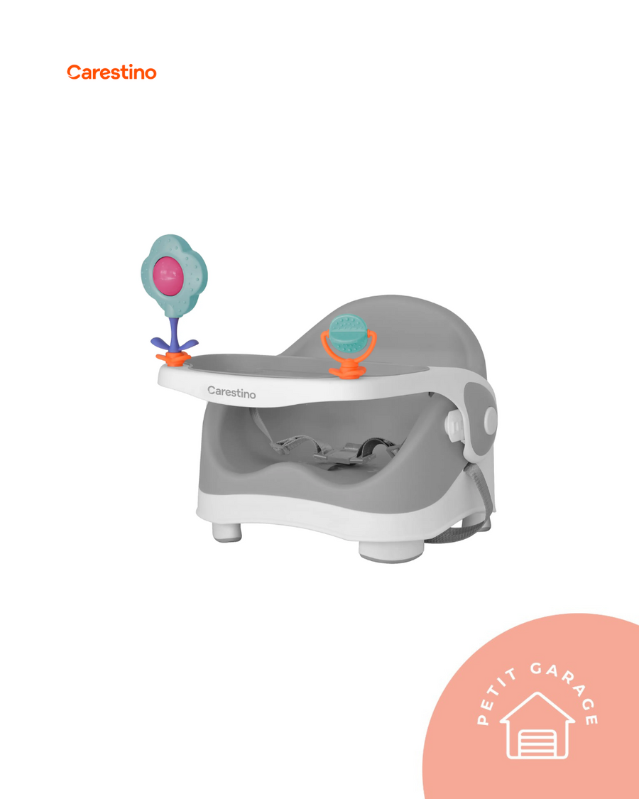 (#PG4811) Silla para comer color blanco con gris. Marca Carestino