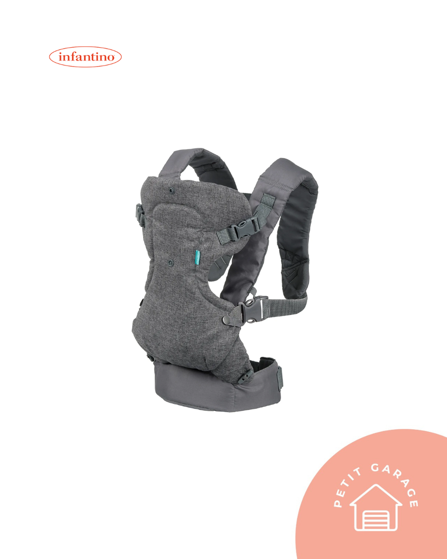 (#PG5297) Mochila portabebé modelo 4 en 1 color gris con verde. Marca Infantino