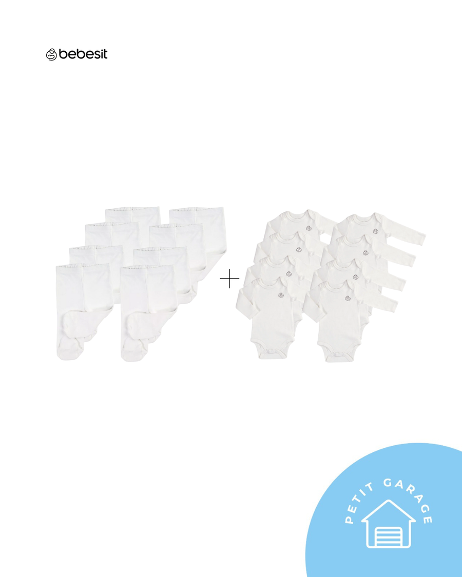 (#PG5442) Pack 8 bodys + 8 pantys color blanco. Marca Bebesit