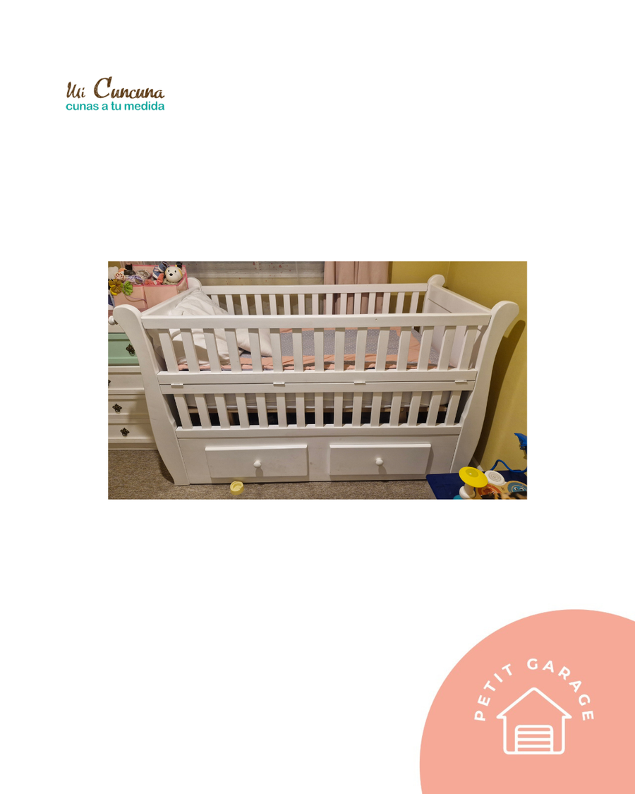 (#PG5475) Cuna Colecho de madera color blanco. Marca Cunas mi Cuncuna