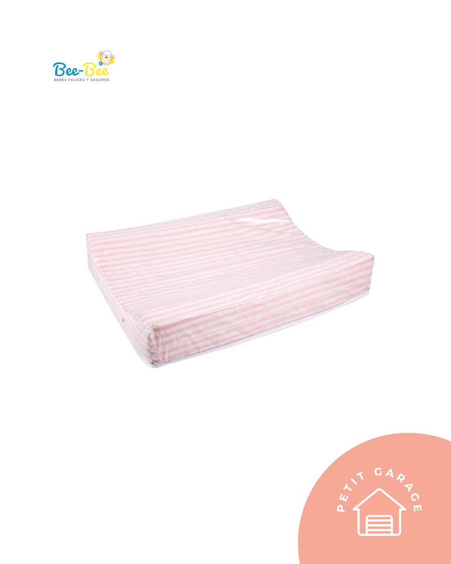 (#PG4601) Mudador anatómico color rosado con blanco. Marca Bee Bee