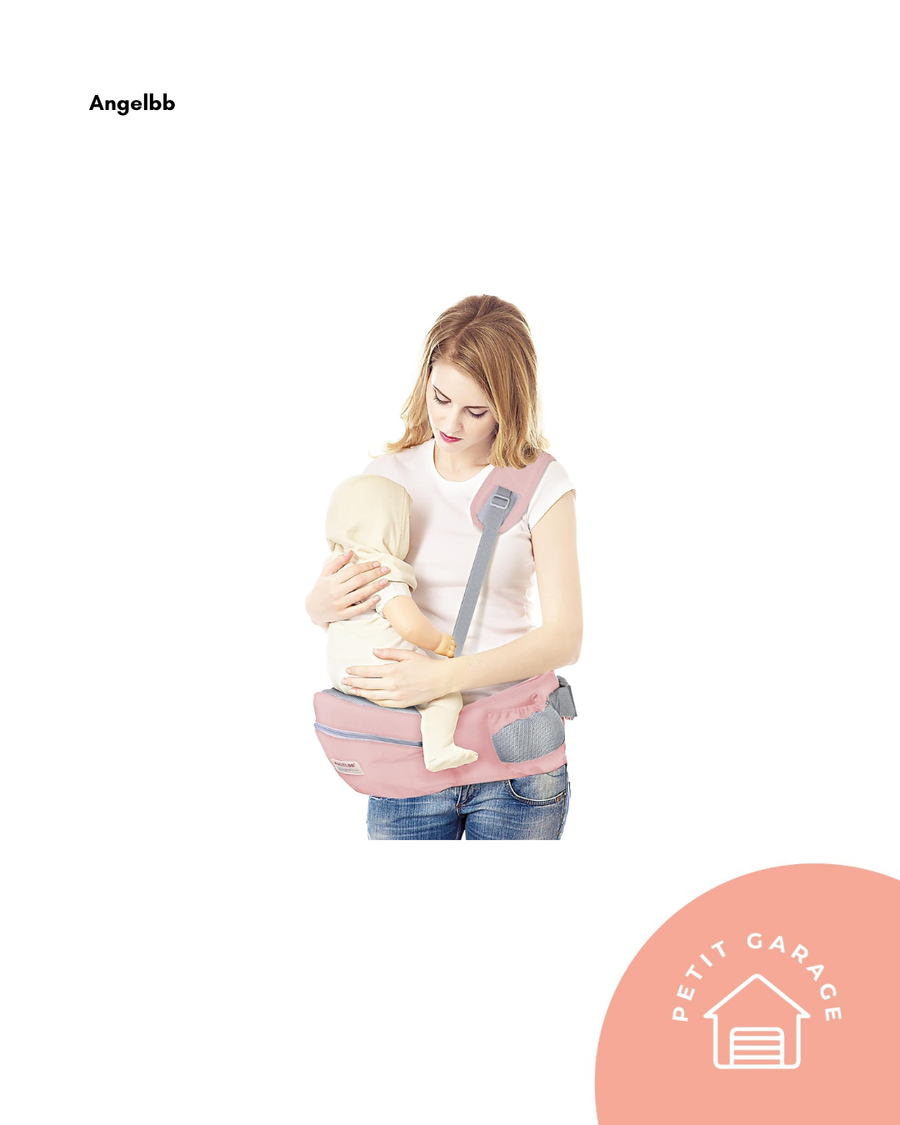 (#PG5253) Portabebé de cadera con asiento plegable color rosado. Marca Angelbb