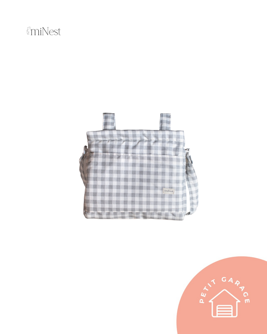 (#PG4909) Bolso organizador para coche modelo Vichy color gris. Marca Minest