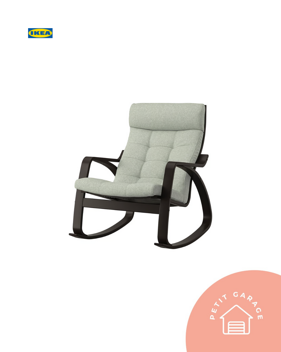 (#PG5132) Mecedora maternal modelo Poäng color negro con menta. Marca IKEA