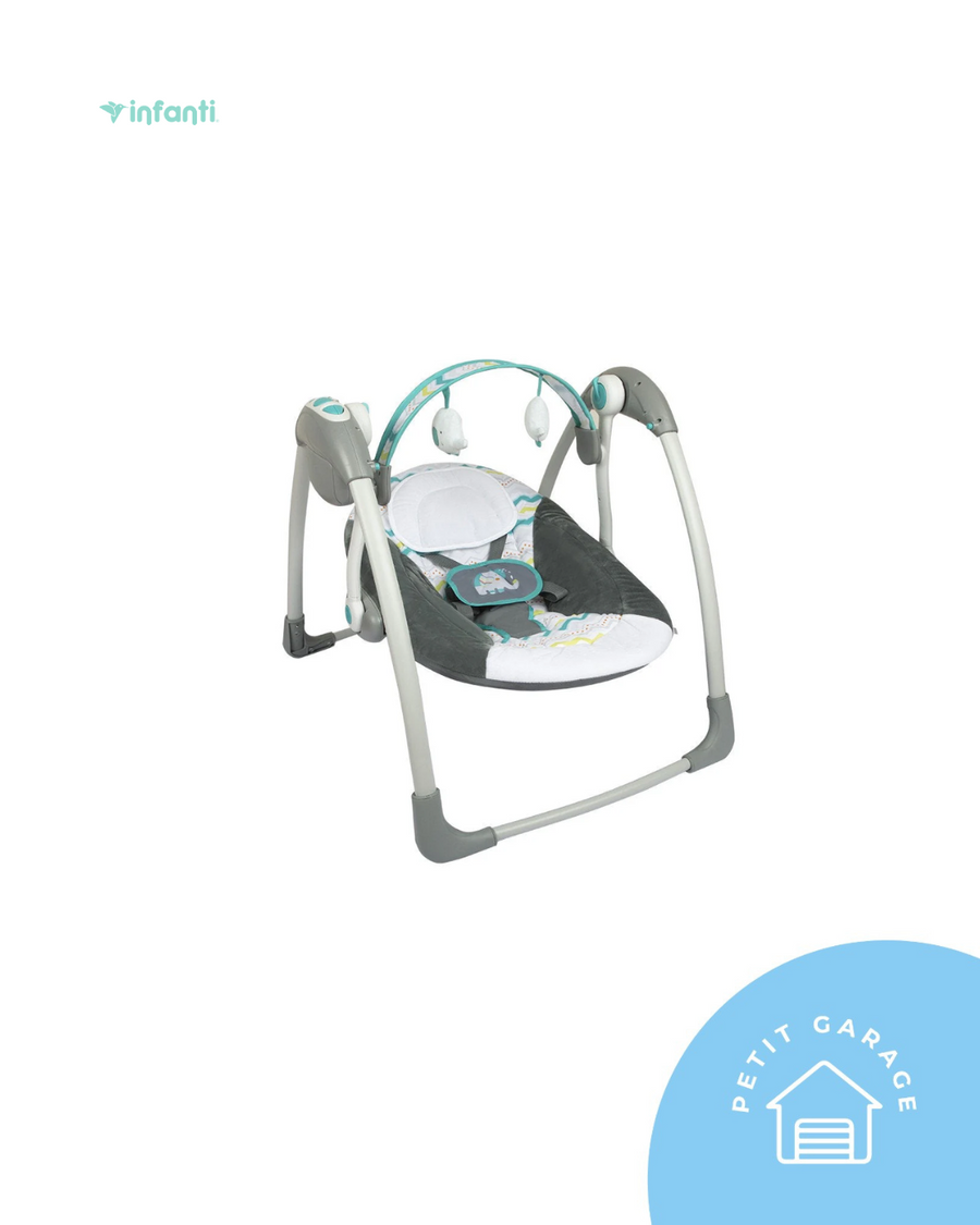 (#PG5216) Silla mecedora modelo Swing color celeste. Marca Infanti