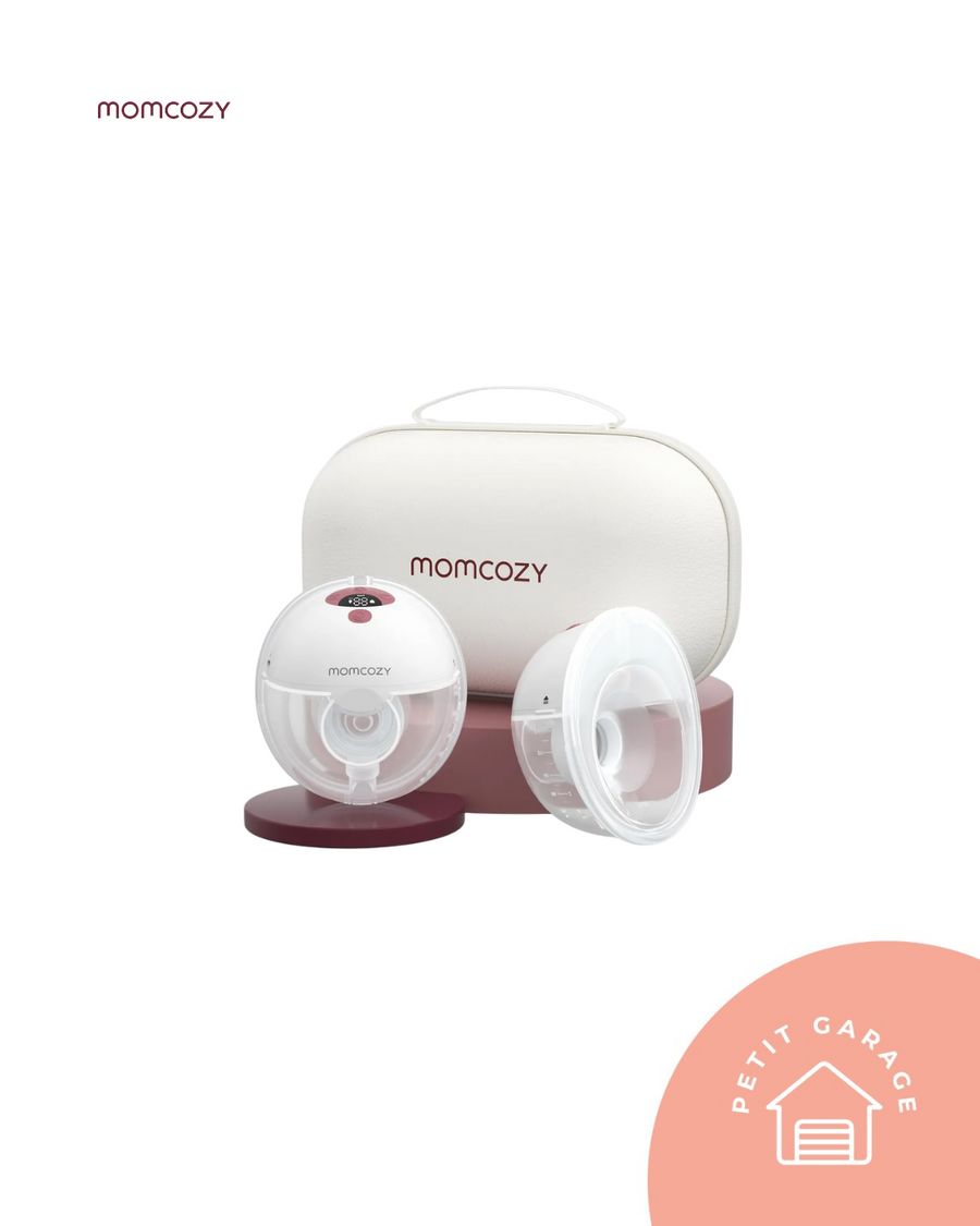 (#PG5156) Extractor de leche doble eléctrico modelo M5 color rosado con blanco. Marca Momcozy