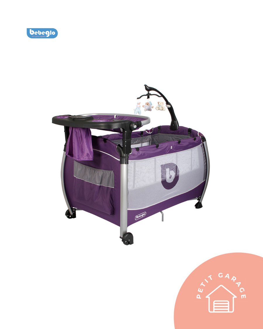 (#PG5116) Cuna Pack and Play color morado. Marca Bebeglo