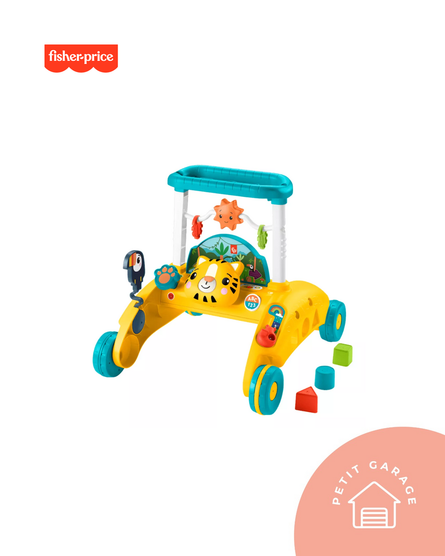 (#PG4402) Correpasillos de dos lados color amarillo. Marca Fisher Price