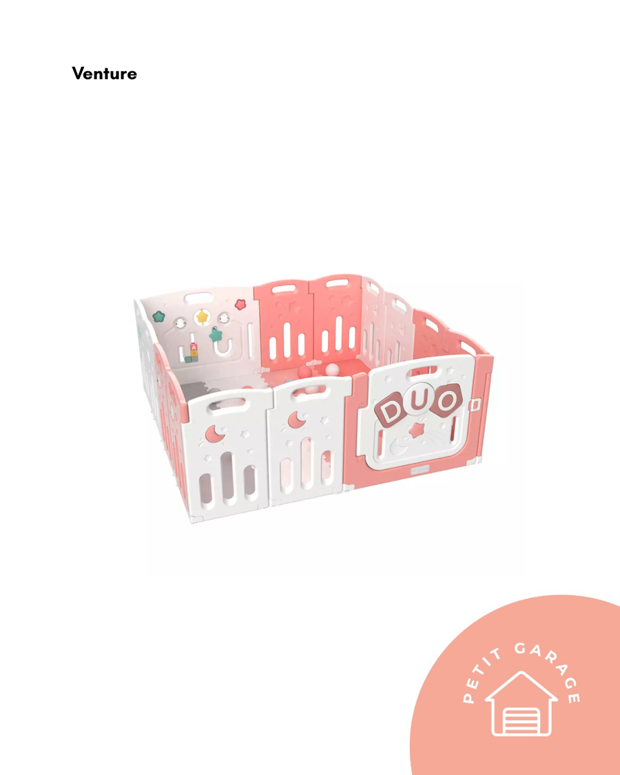 (#PG5327) Corral modelo Dúo color rosado/blanco de plástico. Marca Venture