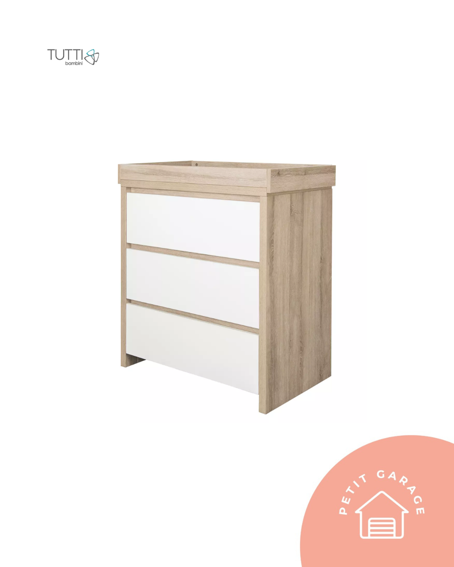 (#PG5419) Cómoda Mudador modelo Modena color blanco y madera. Marca Tutti Bambini