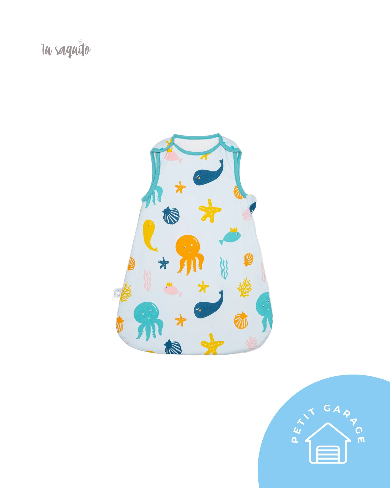 (#PG4496) Saquito de dormir con animales de mar. Marca Tu Saquito